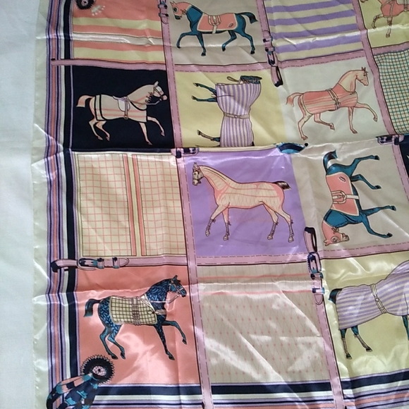 Fashion Scarf Soft Satin Ponies Horses Design - Picture 3 of 9